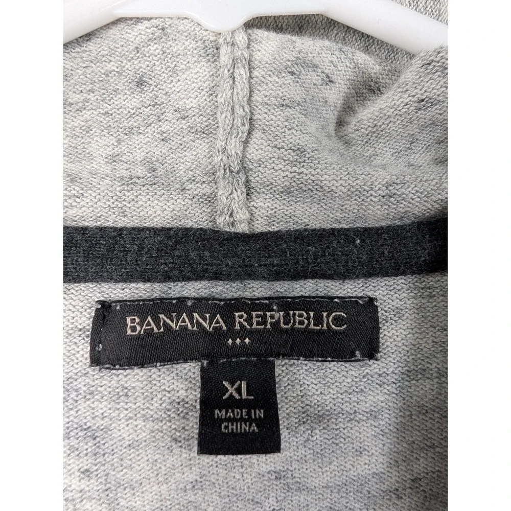 Banana Republic Mens Gray Full Zip Knit Hoodie Sweater Size XL Heathered 5901